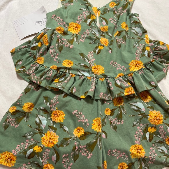 BONNIE JEAN Girl's Large Green Floral Sleeveless  Knit Romper NEW NWT - Picture 7 of 8